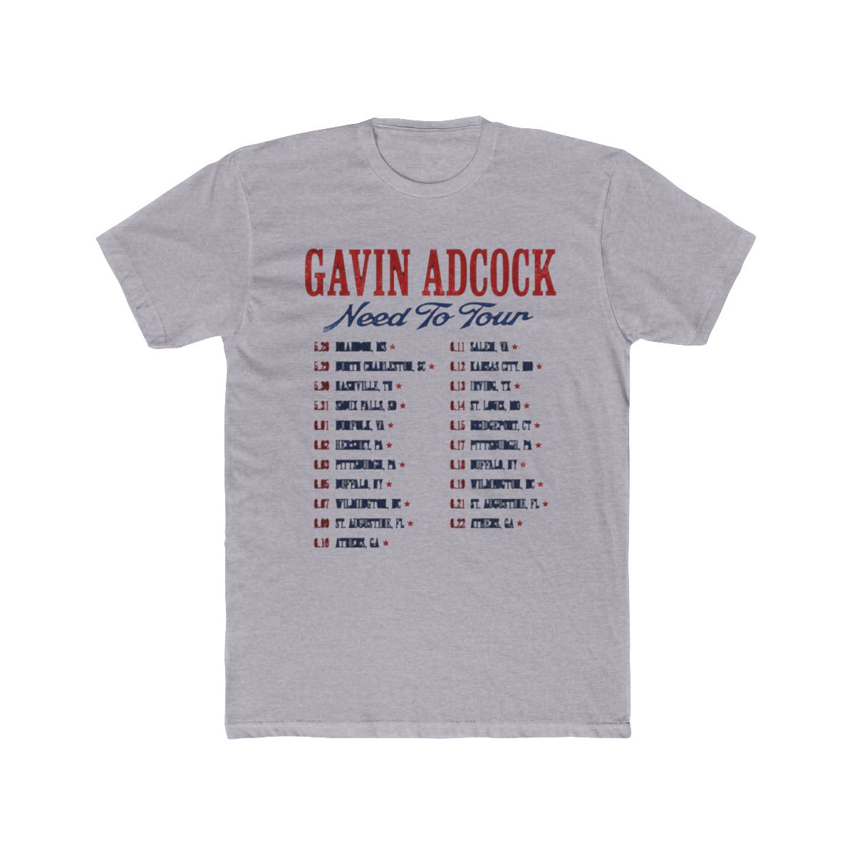 Gavin Adcock Need to Tour 2025 Merch Vintage Wash T-Shirts Cosplay Fashion Cotton Short Sleeve Tee, Style 4, 4X-Large