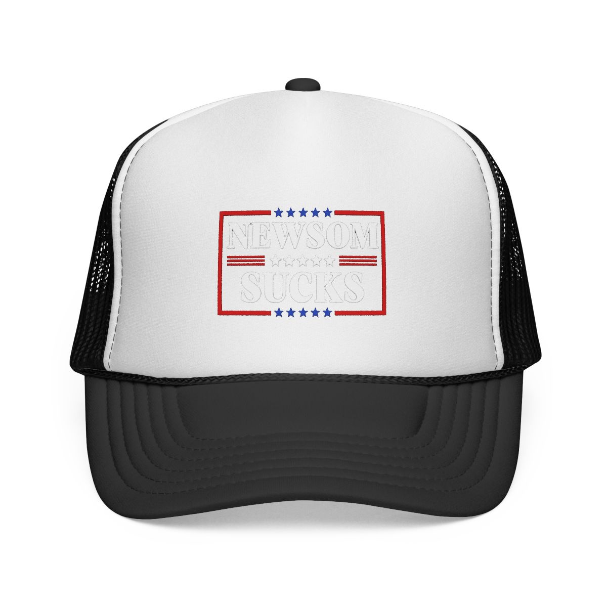 Fuck Newsom Hat Gavin Newsom Sucks Anti Mesh Baseball Cap Men Women Trucker Hat Black | Gavin Adcock - Official hats merchandise